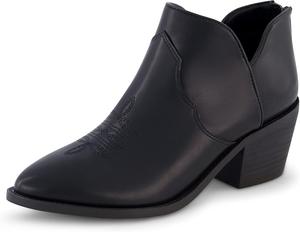 CUSHIONAIRE Rodeo женские ковбойские ботинки, стильные короткие вестерн-ботильоны с зауженным носком, невысоким блочным каблуком и молнией сзади, Schwarz