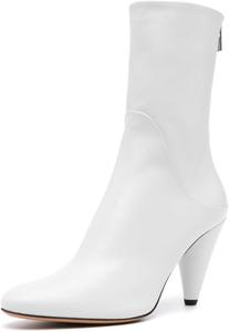 Женские милые ботильоны Tang'scuisins с круглым носком, застежкой-молнией сзади, средней конусообразной подошвой, для ежедневного ношения и официальных мероприятий, размеры 4-16 US, White