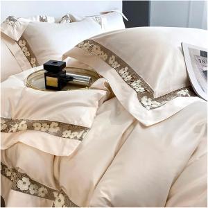 UOIO Комплект постельного белья UOIO Champagne Grey Orange 1000TC из египетского хлопка с цветочным узором и широкой каймой