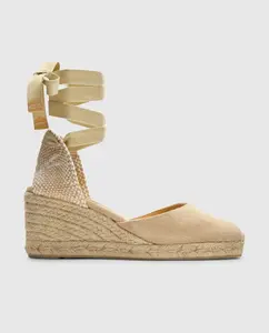 Женские эспадрильи на клиновидной подошве Carina из хлопка с эффектом стирки, застежка на шнуровке Castañer, бежевый