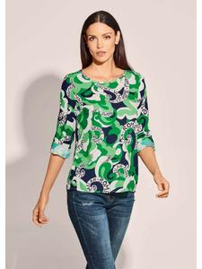 MADELEINE Эффектная блузка с городским принтом в зеленом/темно-синем/бежевом цвете