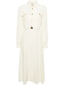 Креповое платье миди в мелкую точку MIU MIU, нейтральный