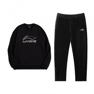 Комплект из двух предметов: толстовка и свитшот Li Ning для мужчин., черный top+черный pants