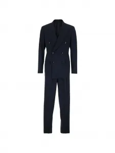 Двубортный костюм с острыми лацканами GIORGIO ARMANI, синий