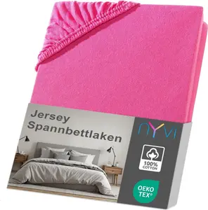 Простыня на резинке Джерси DreamScience 180x200 - 200x200 см, розовая, для матрасов высотой до 22 см - Мягкая и эластичная, эластичная по всему периметру, не требует глажки NYVI