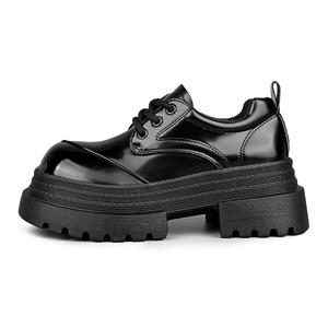 WENPU Женские повседневные туфли на массивном каблуке черные, цвет Black