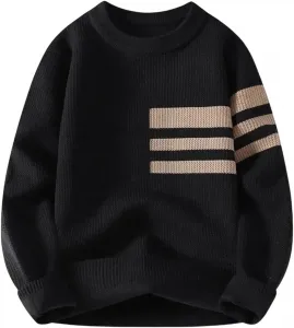 Мужской полосатый свитер с длинным рукавом