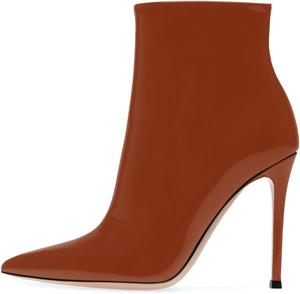 Женские сексуальные ботильоны iadore на высоком каблуке-шпильке с острым носком, боковой молнией, из лакированной кожи, модные зимние и осенние ботинки, размеры 5-12 US, Brown