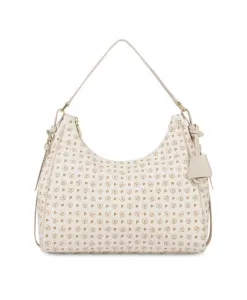 Мягкая на ощупь сумка-хобо в классическом стиле Pollini, бежевый