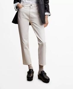 Женские джинсы Mom с высокой талией MANGO, коричневый/бежевый