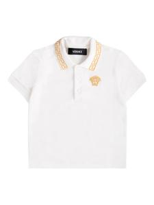 Рубашка-поло с вышитым узором Versace Kids Greca, белый