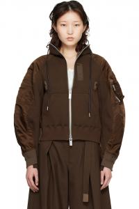 Толстовка с капюшоном из губки Sacai, коричневый