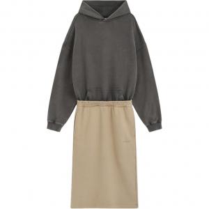 Длинное платье с длинными рукавами Women's Charcoal Gray WE11DONE, серый