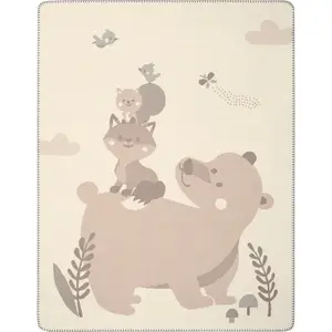 Детский плед Babydecke Foxy&Friends 75 x 100 см, с декоративным швом Biederlack, Beige-natur