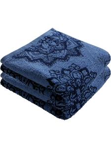 Erwin Müller Набор из двух жаккардовых полотенец Bühl из махровой ткани синего/темно-синего цвета