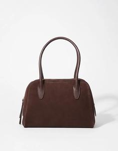 Сумка для боулинга из замши и кожи с нано-фактурой & Other Stories темно-коричневого цвета
