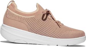 Женские кроссовки FitFlop, супер-Q вязанные слипоны на шнуровке, розовый/бежевый