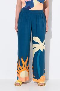 ULLA POPKEN Женские брюки-палаццо с пальмами/солнцами, широкие штанины, эластичный пояс