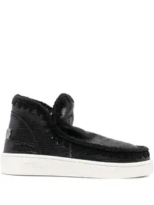 Кроссовки из зернистой кожи с отделкой в технике «хлыст» Mou, черный