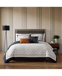 Черно-белое постельное белье с геометрическим рисунком Midnight, плотность нити 200, 100% хлопок, сатин, комплект из 5 двусторонних одеял King Bebejan, белый