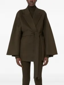 Пальто с поясом Max Mara, зеленый