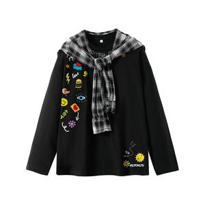 Футболка Unisex Crew Neck Moderate Mock Two Piece HUANQIU, черный long t