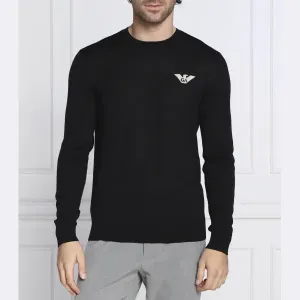 Шерстяной свитер узкого кроя Emporio Armani, черный