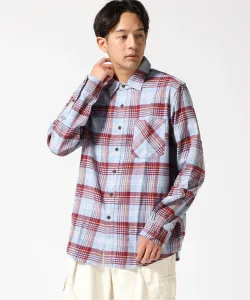 (M) Хлопковая фланелевая клетчатая рубашка