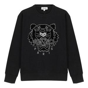Свитер tiger head pattern velvet embroidered round neck long sleeves hoodie black Kenzo, черный
