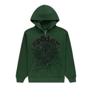Худи Sp5der Og Web Studded Zip Hoodie, Green