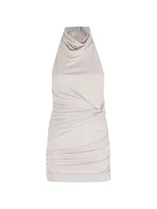 Мини-платье Stella с драпировкой и воротником-халтер The Andamane, бежевый