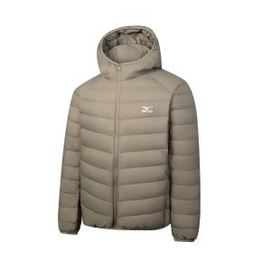 Пуховая куртка унисекс с капюшоном, легкая пуховая куртка Mizuno, хаки