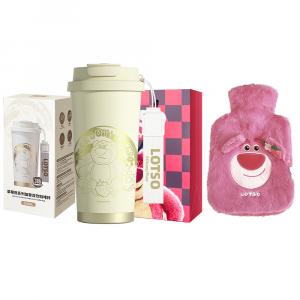 Серия Strawberry Bear термокружки 520 мл Disney, Lotso Ecru Double-Wall Coffee Cup+Hot Water Bottle[Shopping Bag]