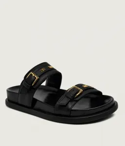 Кожаные тапочки Elisabetta Franchi, черный