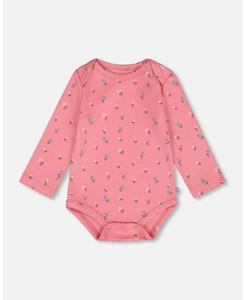 Детский хлопковый комбинезон с длинными рукавами и розовым цветочным принтом для девочки Deux par Deux, Pink floral