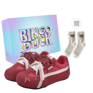 Низкие повседневные туфли женские BINGO DUCK, Red+Exclusive Shoe Box+Gift Socks