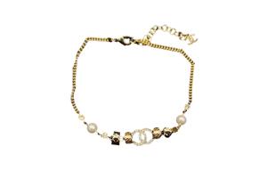 CHANEL 24P металлическое, стразовое, искусственный жемчуг ожерелье women's gold