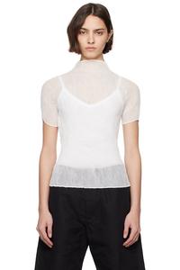 Чифоновый джемпер с высоким воротником и крученой нитью bk/wt-56 Issey Miyake, белый