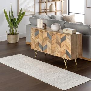 Ковер для помещений nuLOOM, 77 x 244 см, Green Haven Collection, переработанный хлопок, можно стирать в стиральной машине, простроченные края, плоское плетение, Ariya Cream