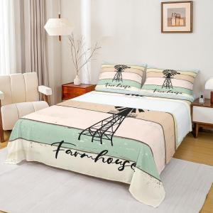 Erosebridal Комплект постельного белья Windmill Decor Farmhouse в деревенском стиле с винтажным принтом, Multi 31
