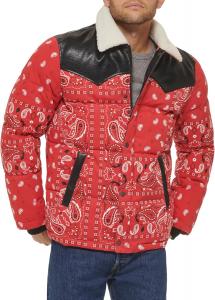 Мужская стеганая куртка Levi's Out West из смешанной ткани, Red Bandana Print Puffer