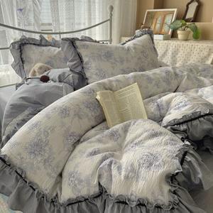 AVIVI Комплект постельного белья, 4 предмета, простыня, пододеяльник 200x230 см, цвет лазурный