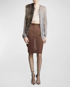 Шарф из меха ягненка и кашемира Saint Laurent, темно-коричневый