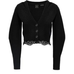 Кардиган укороченный с V-образным вырезом и длинными рукавами PINKO, черный