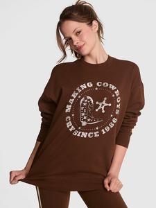 Толстовка свободного кроя из флиса Ivy Pink, ganache cowboys bling