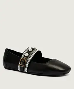 Кожаные балетки макс 04 Pinko, черный