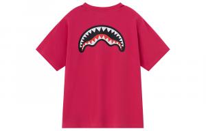 Футболка с круглым вырезом и короткими рукавами летняя унисекс SPRAYGROUND, Розово-красная (Красный принт)