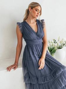 Платье макси с v-образным вырезом и воланами по подолу Anaya With Love, Vintage Indigo