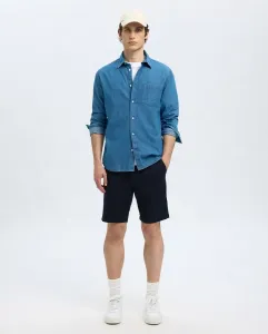 Бермуда лен для мужчин регулярного кроя Selected, темно-синий