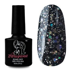 Гибридный лак полупрозрачный черный с голографическими блестками Haruyama 829 8 мл